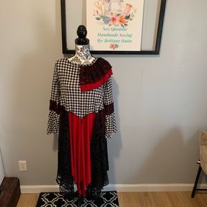 Houndstooth and red and black handmade top!